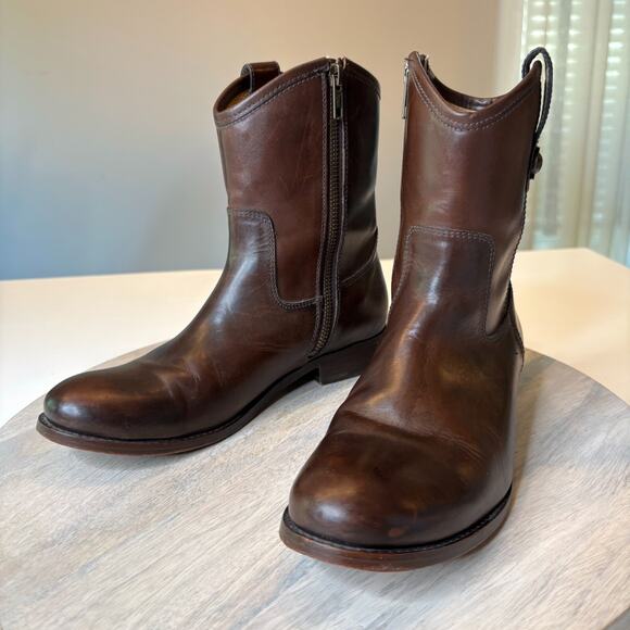 Frye Boots Women's Melissa Button Short Dark Brown Riding Boots US Size 7 B 7B - Picture 1 of 10
